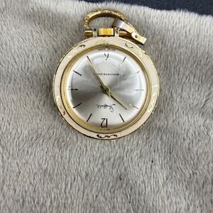 Vintage Sheffield Pocket Watch Women's Gold‎ Tone Enamel Non Working